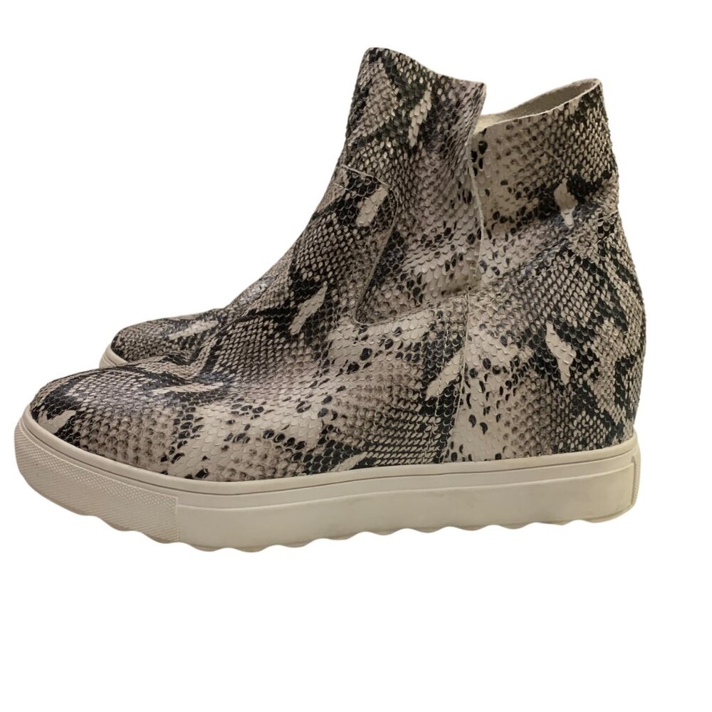J/Slides New York Hightop Tennis Shoes Leather Snake Skin Platform Sz 10 Streetw